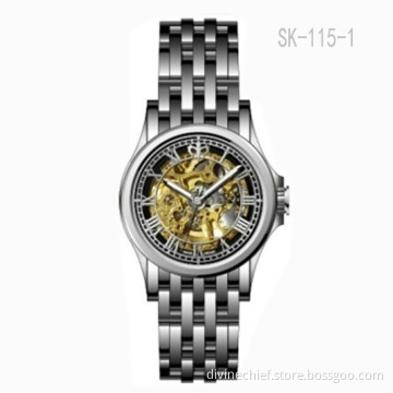 Customized Man Watch Water Proof Stainless Steel Skeleton Movement Men Wrist Watch
